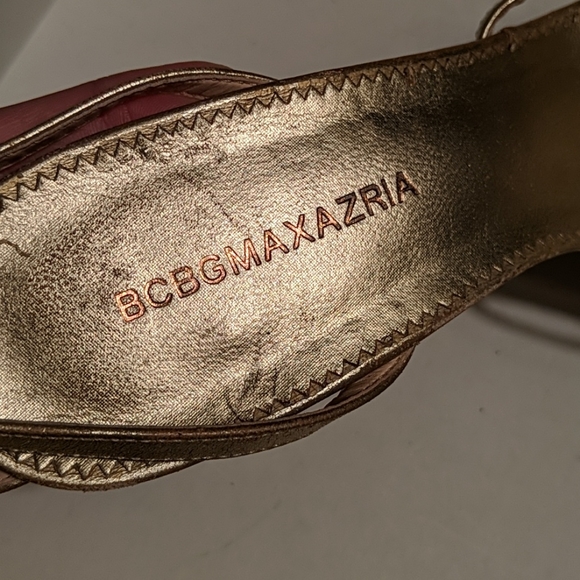 BCBGMaxAzria Gold Leather Strappy Sandals - Picture 4 of 6
